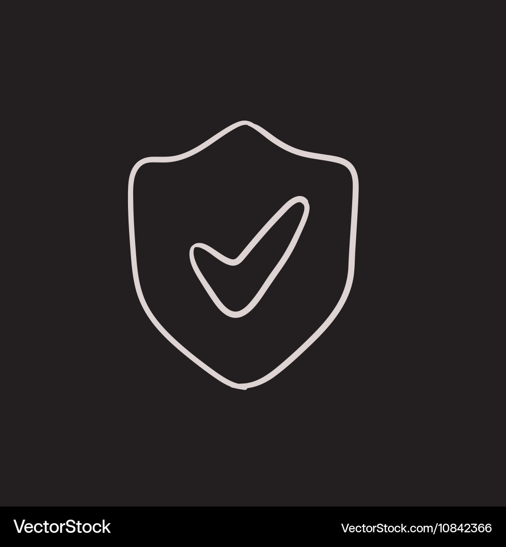 Shield with check mark sketch icon Vector Image