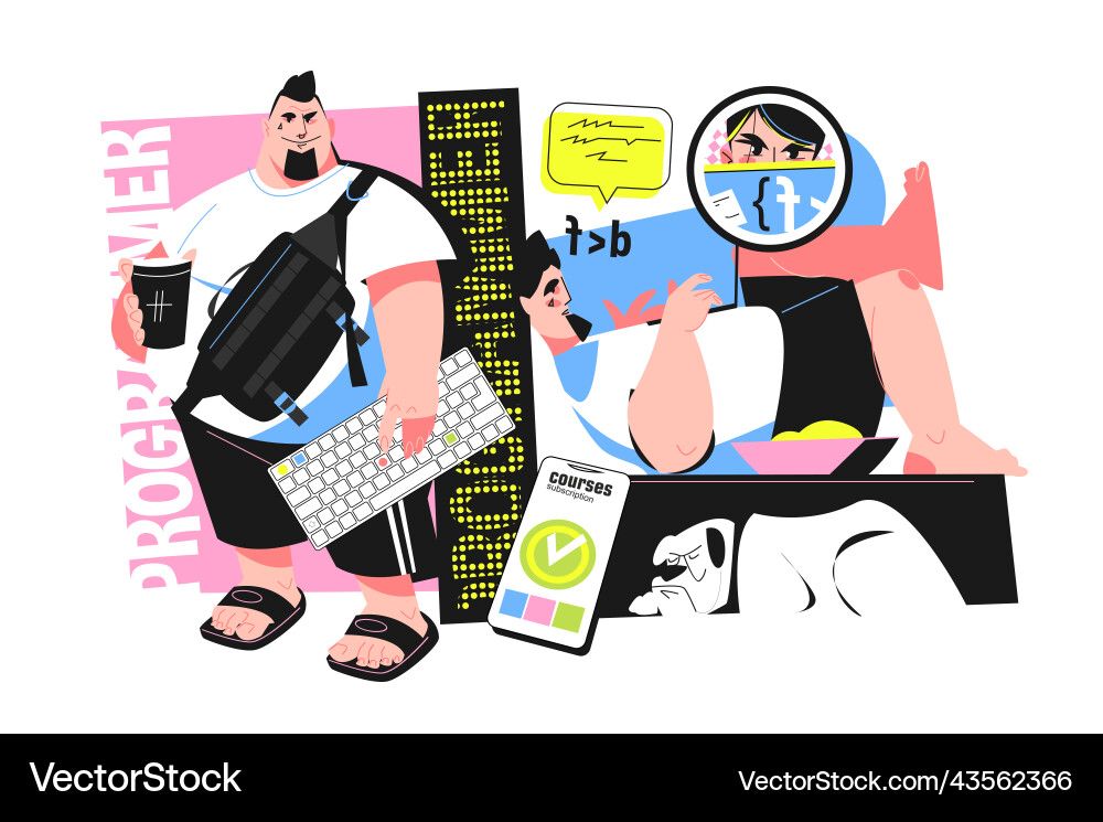 Taking internet lesson in programming Taking internet lesson in programming vector image