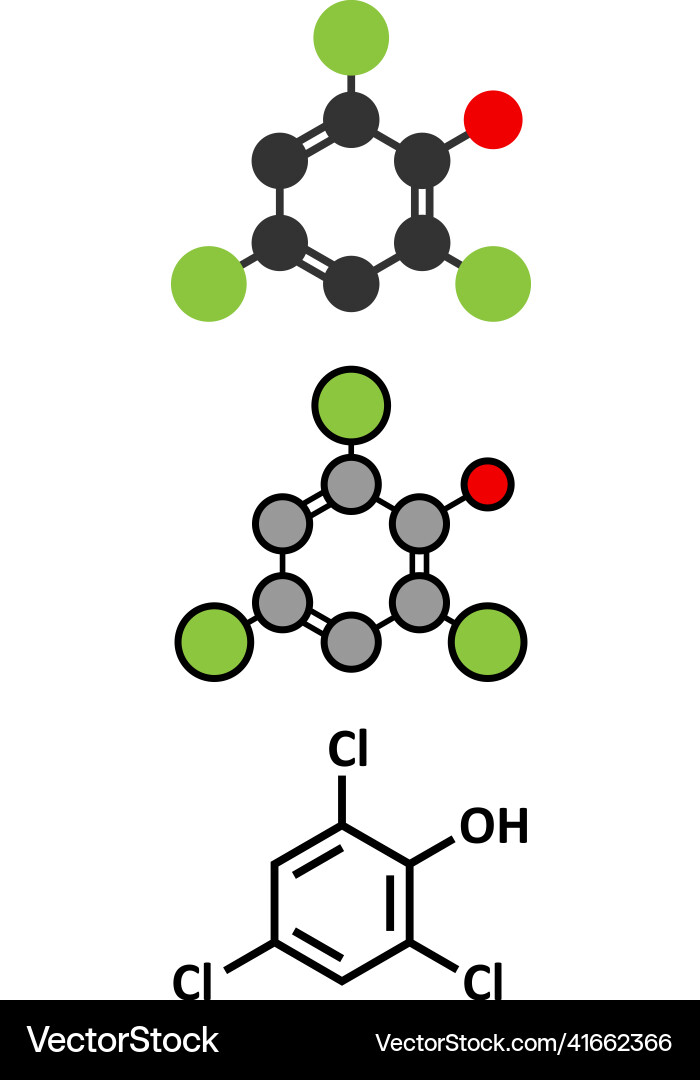 Trichlorophenol tcp 246-trichlorophenol molecule Vector Image