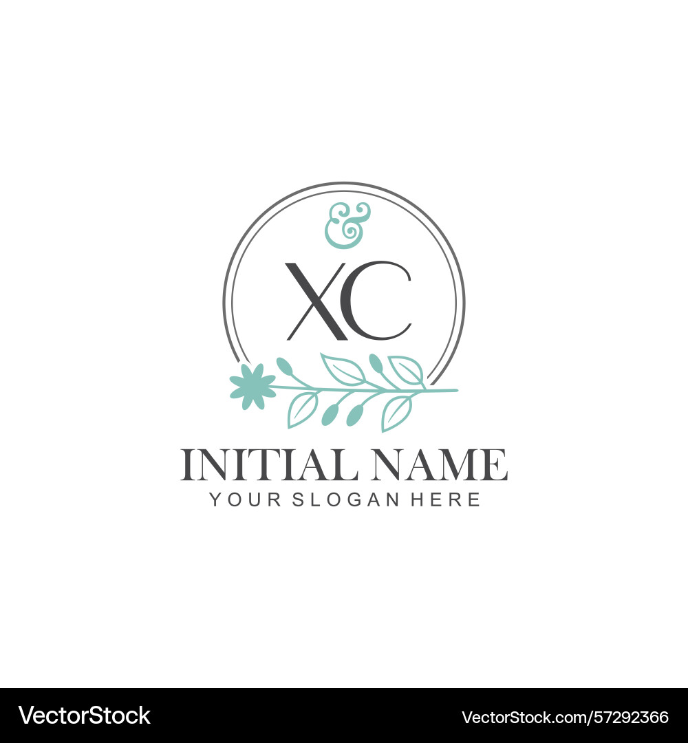 Xc initial logo templates with botanical elements Vector Image