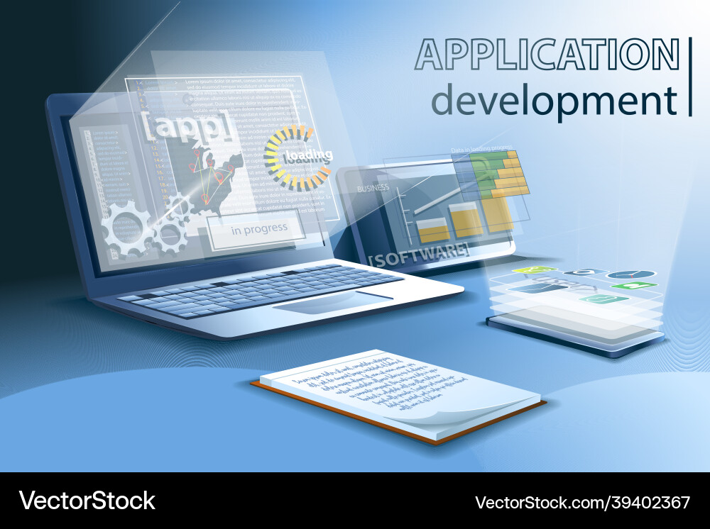 Application development for different platforms vector image