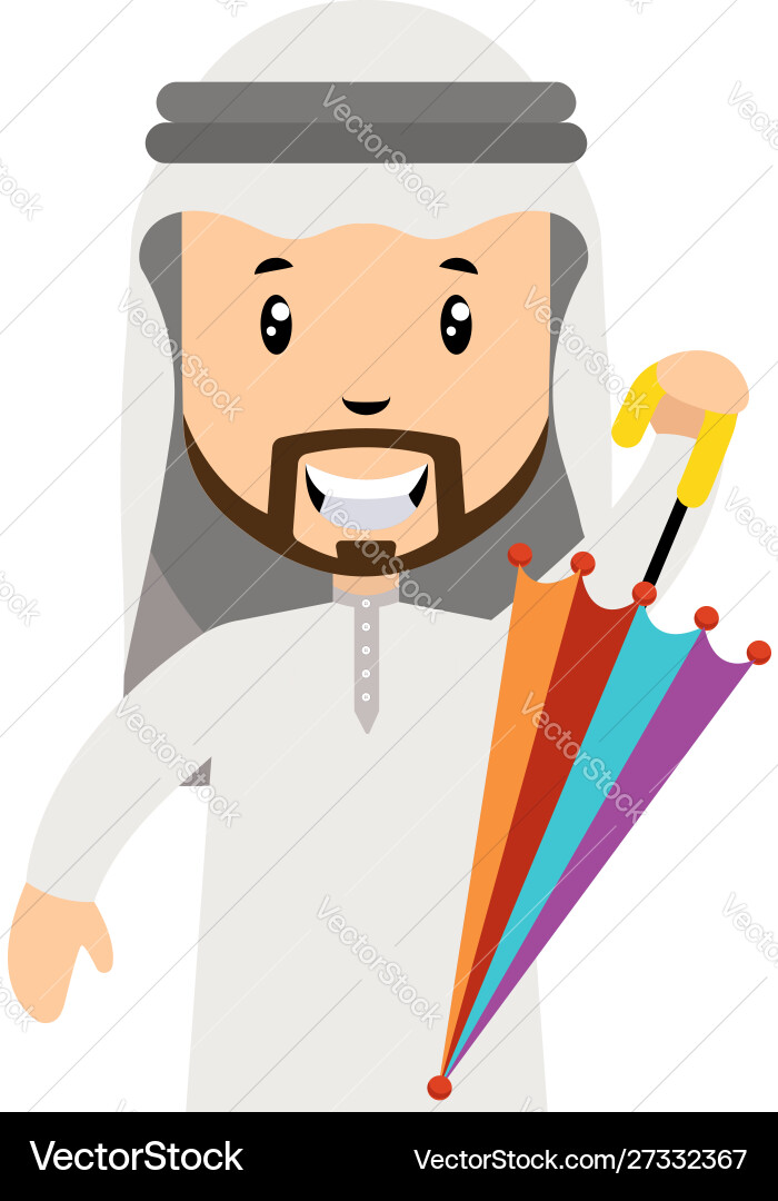 Arabische Männer mit Regenschirm Vektorbild
