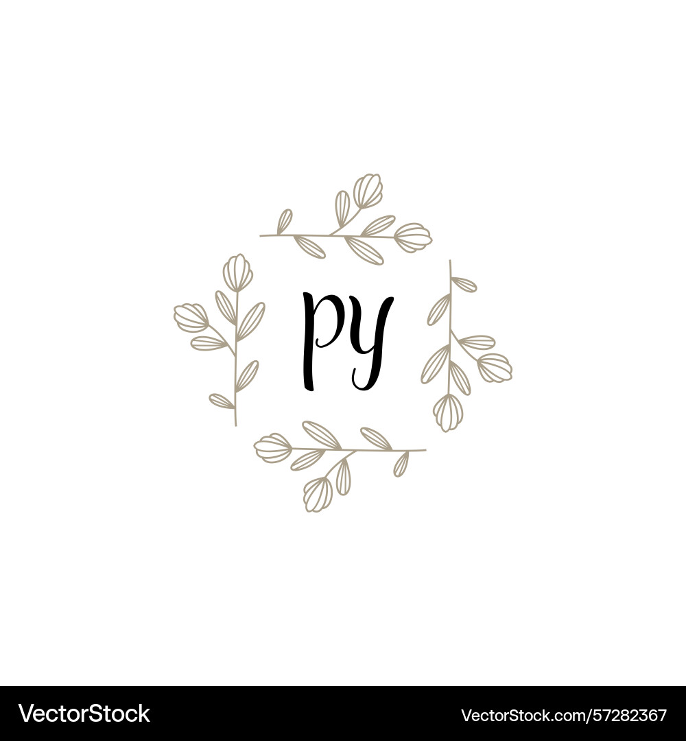 Botanical monogram logos with initial py Botanical monogram logos with initial py Vector Image