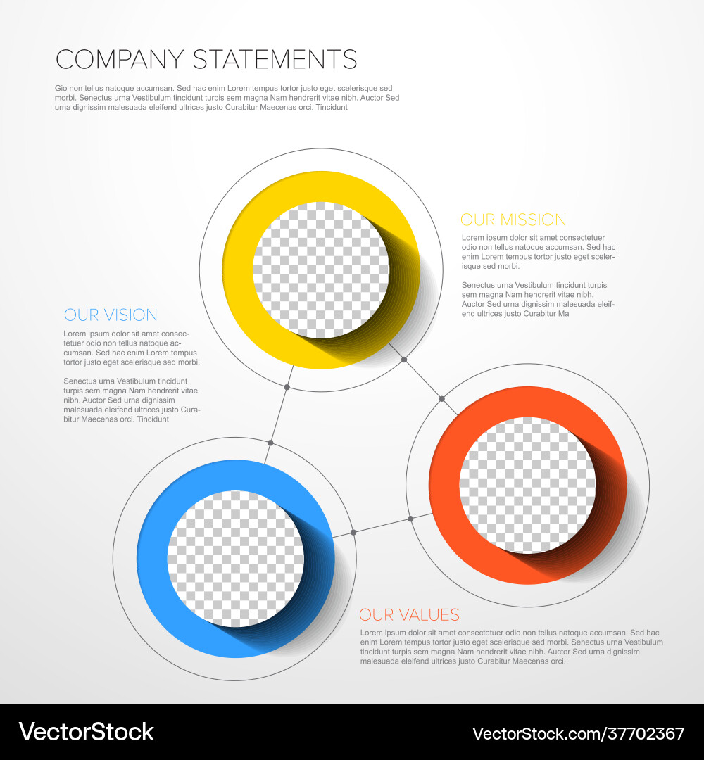 Company profile statement - mission vision values Vector Image