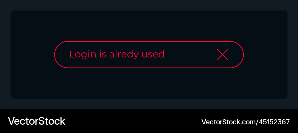 Login already used ui element template Login already used ui element template vector image