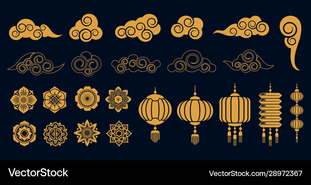 Oriental elements asian gold traditional Oriental elements asian gold traditional vector image