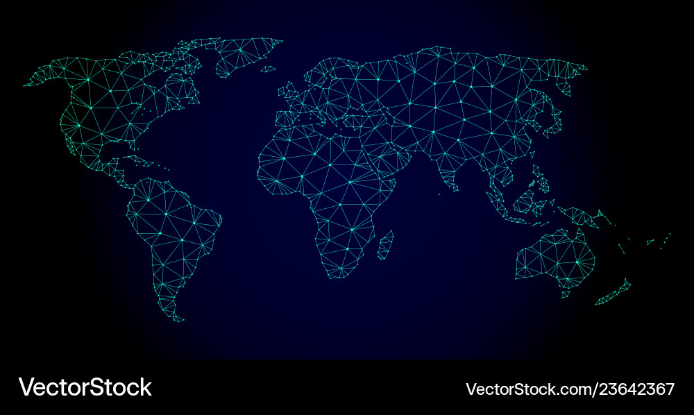 Polygonal network mesh map of world Polygonal network mesh map of world vector image