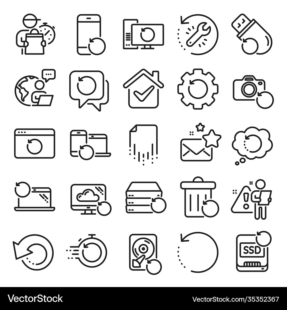 Recovery line icons backup restore data Vector Image
