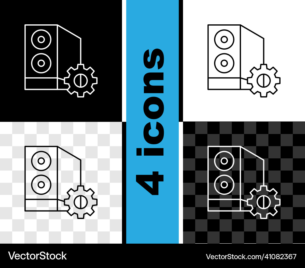 Set line case of computer setting icon isolated Set line case of computer setting icon isolated vector image