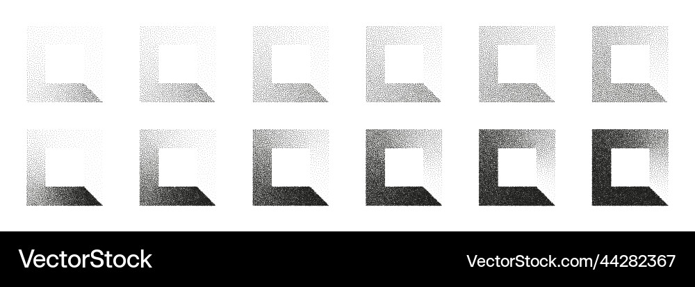 Square shaped dotted objects stipple elements Square shaped dotted objects stipple elements vector image