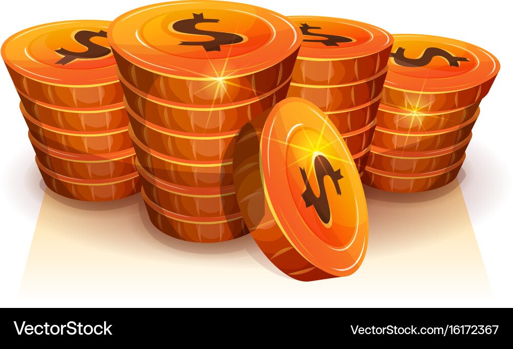 Stack of dollar coins for game ui Vector Image