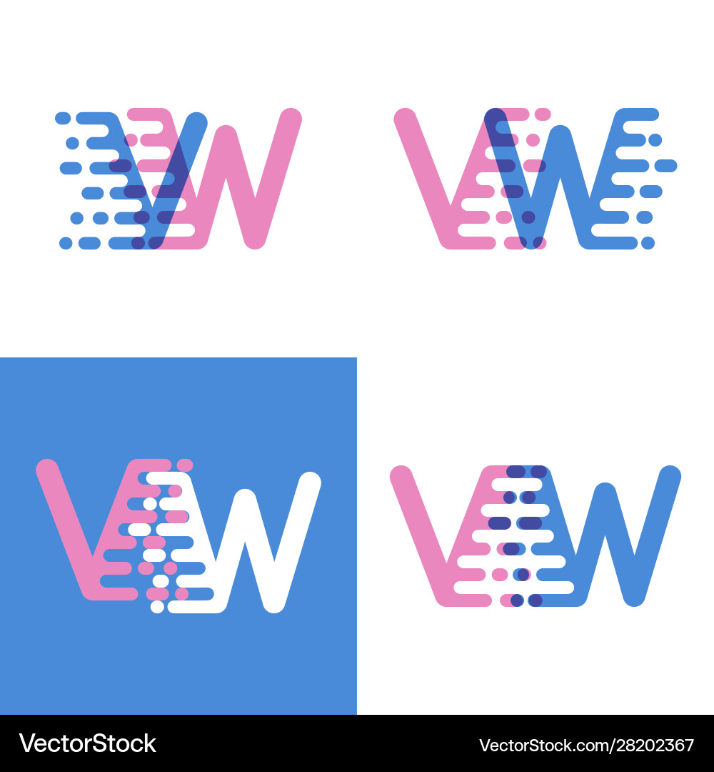 Vw Buchstaben Logo mit Akzent Geschwindigkeit weich rosa Vw Buchstaben Logo mit Akzent Geschwindigkeit weich rosa vektorbild