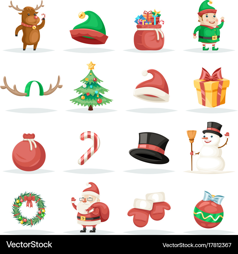 Winter Holiday Christmas Icons Vector Image