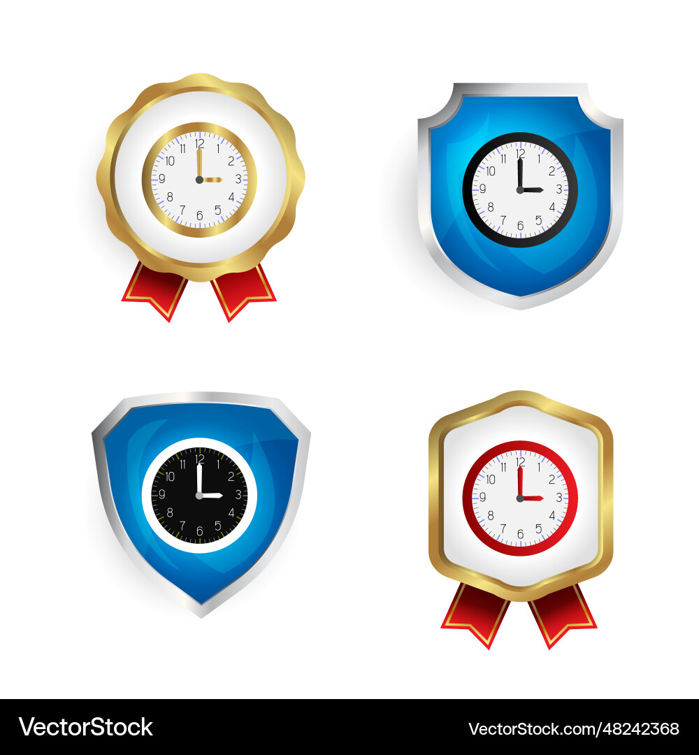 Abstract clock badge and label collection Abstract clock badge and label collection Vector Image