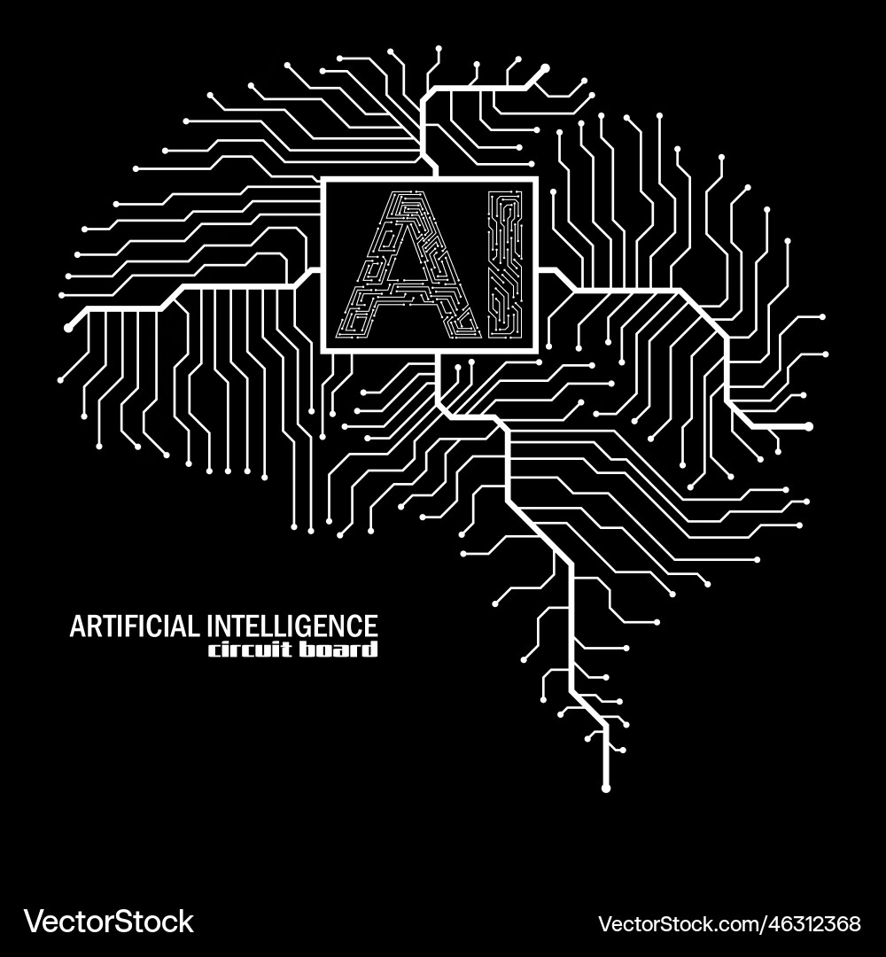 Abstract technological brain with artificial vector image