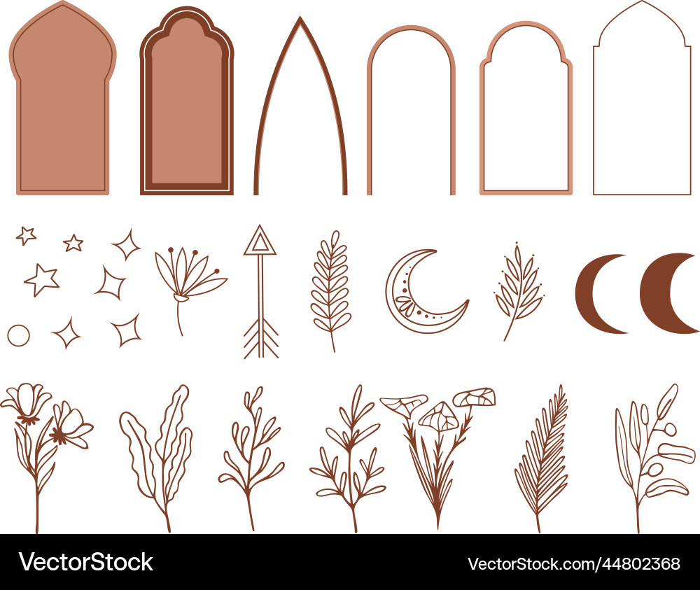 Celestial line elements design boho style graphic Celestial line elements design boho style graphic vector image