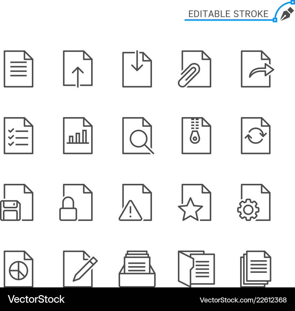Dokumentzeile Icons - Editable Stroke Vektorbild
