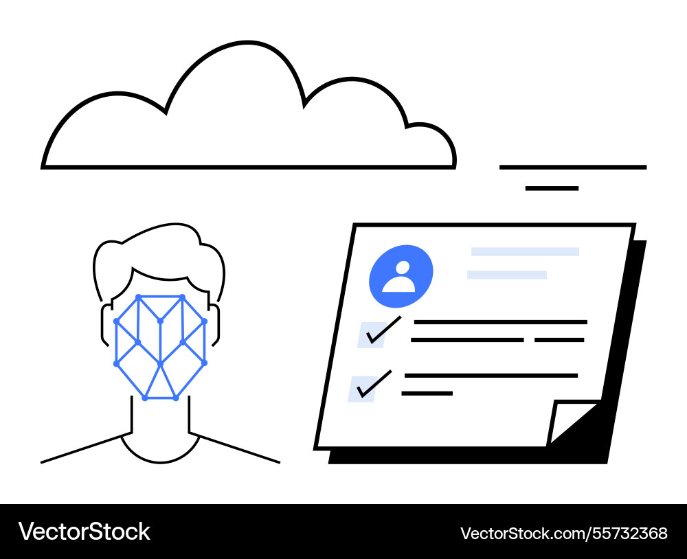 Facial recognition technology in cloud-based Vector Image