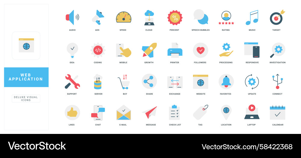 Flat web application icons for digital interface Flat web application icons for digital interface Vector Image