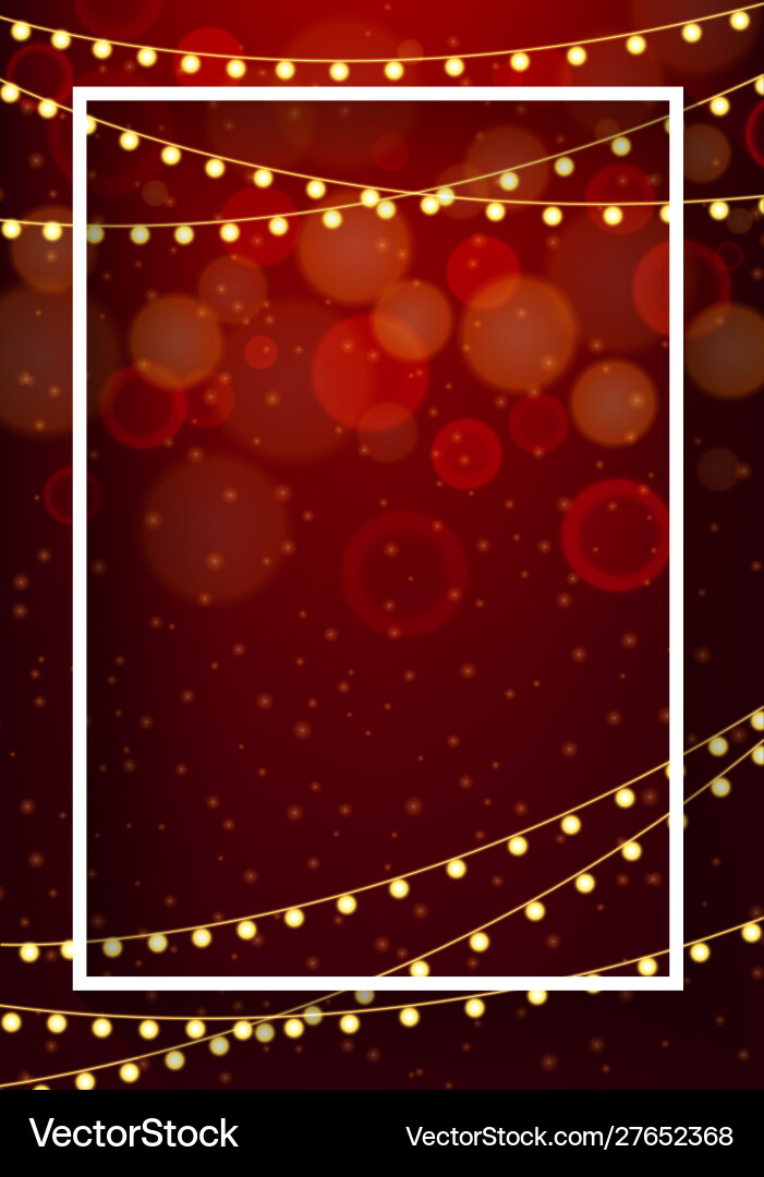 Frame template design with lights on red Vector Image