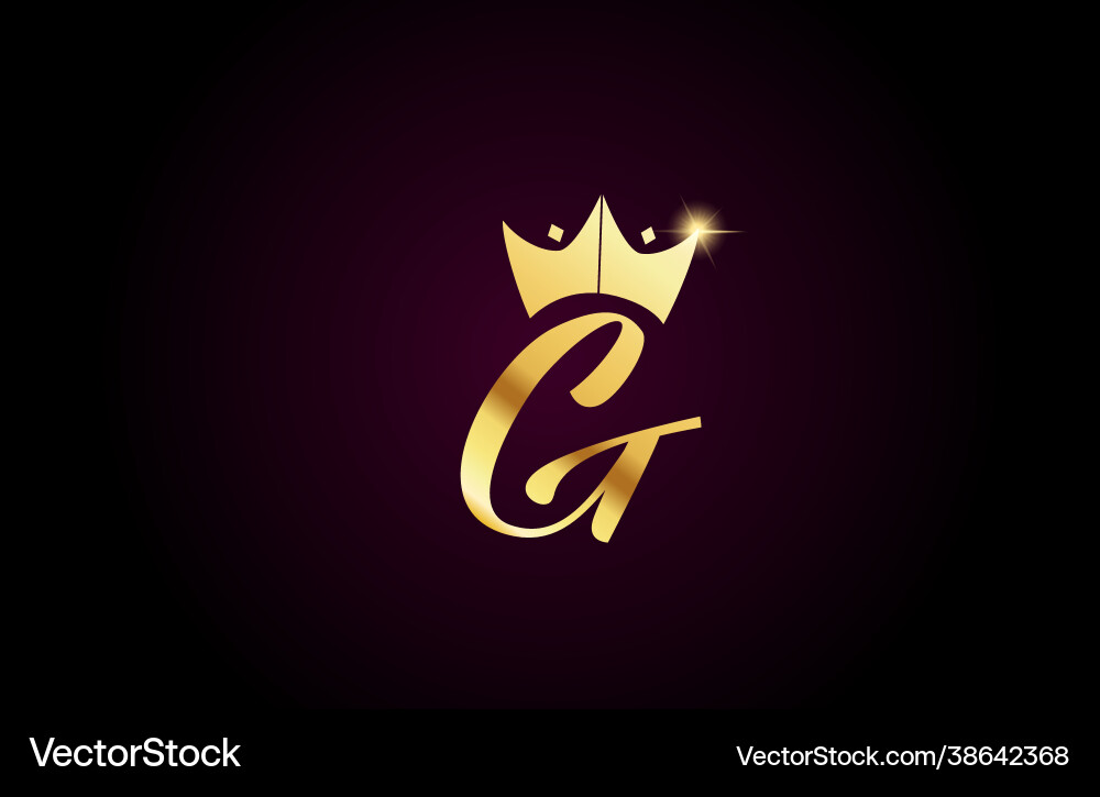 G alphabet letter icon design with king crown Vector Image
