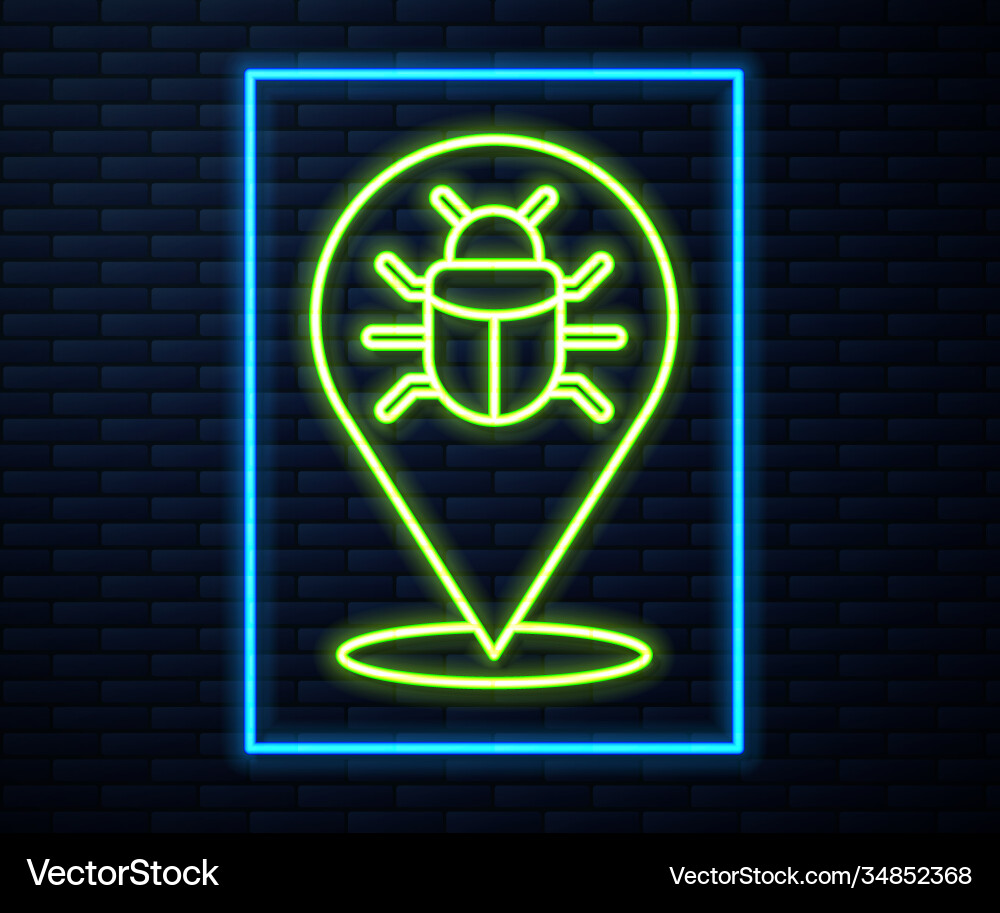Glowing neon line system bug concept icon isolated Glowing neon line system bug concept icon isolated vector image