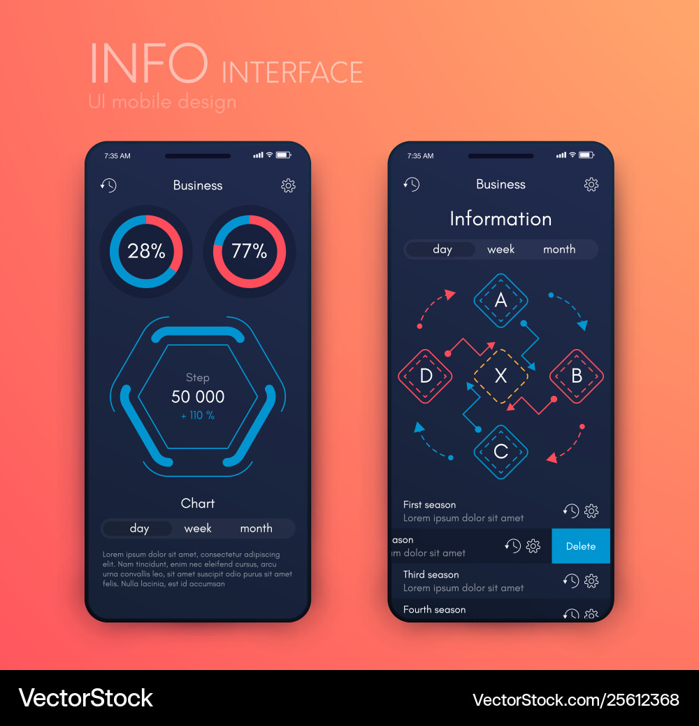 Graphics mobile infographics with two vector image