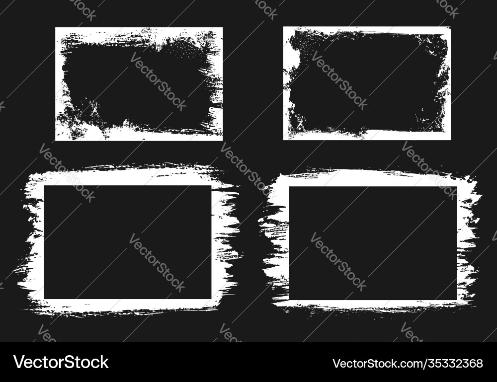 Grunge Rectangular Borders - Textured Vector Image