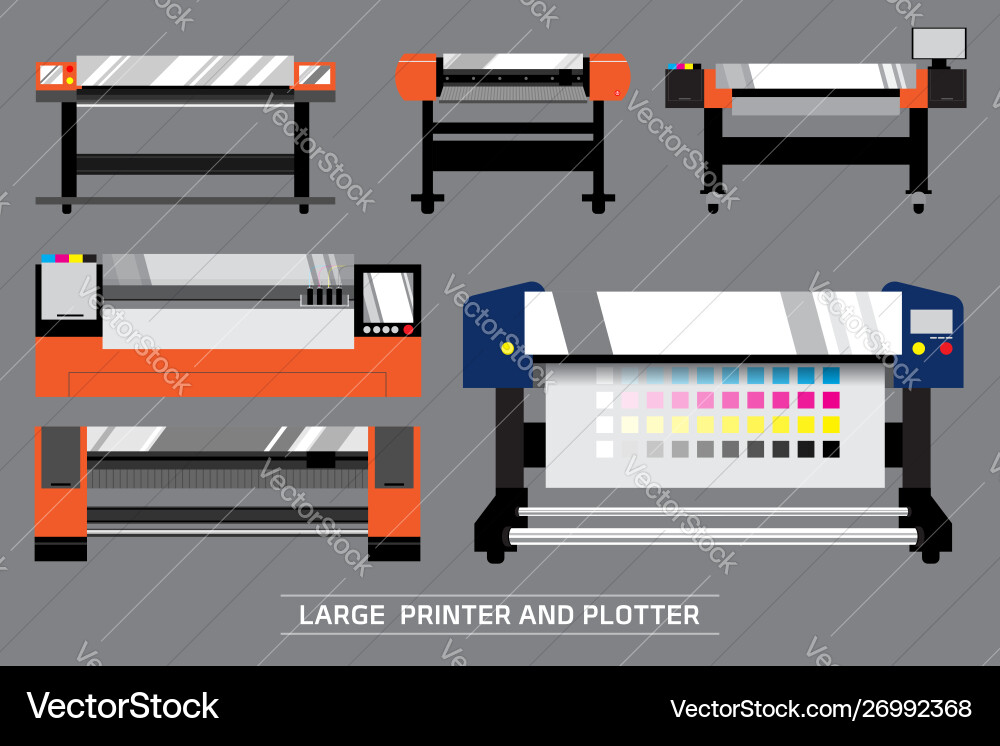 Large printer and plotter in flat design Large printer and plotter in flat design vector image
