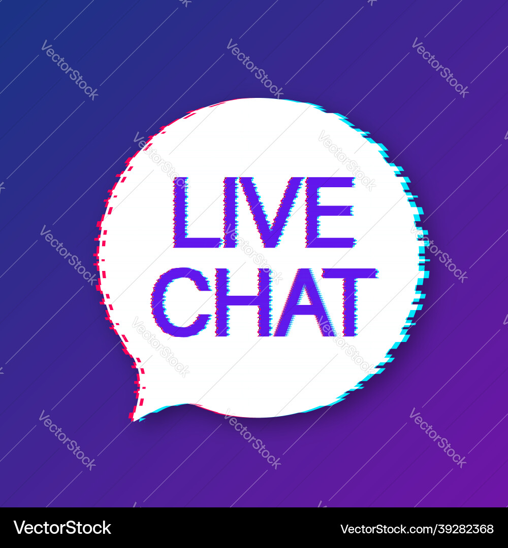 Live-Chat-Sprachblasen Konzept Gliitch-Symbol Live-Chat-Sprachblasen Konzept Gliitch-Symbol vektorbild