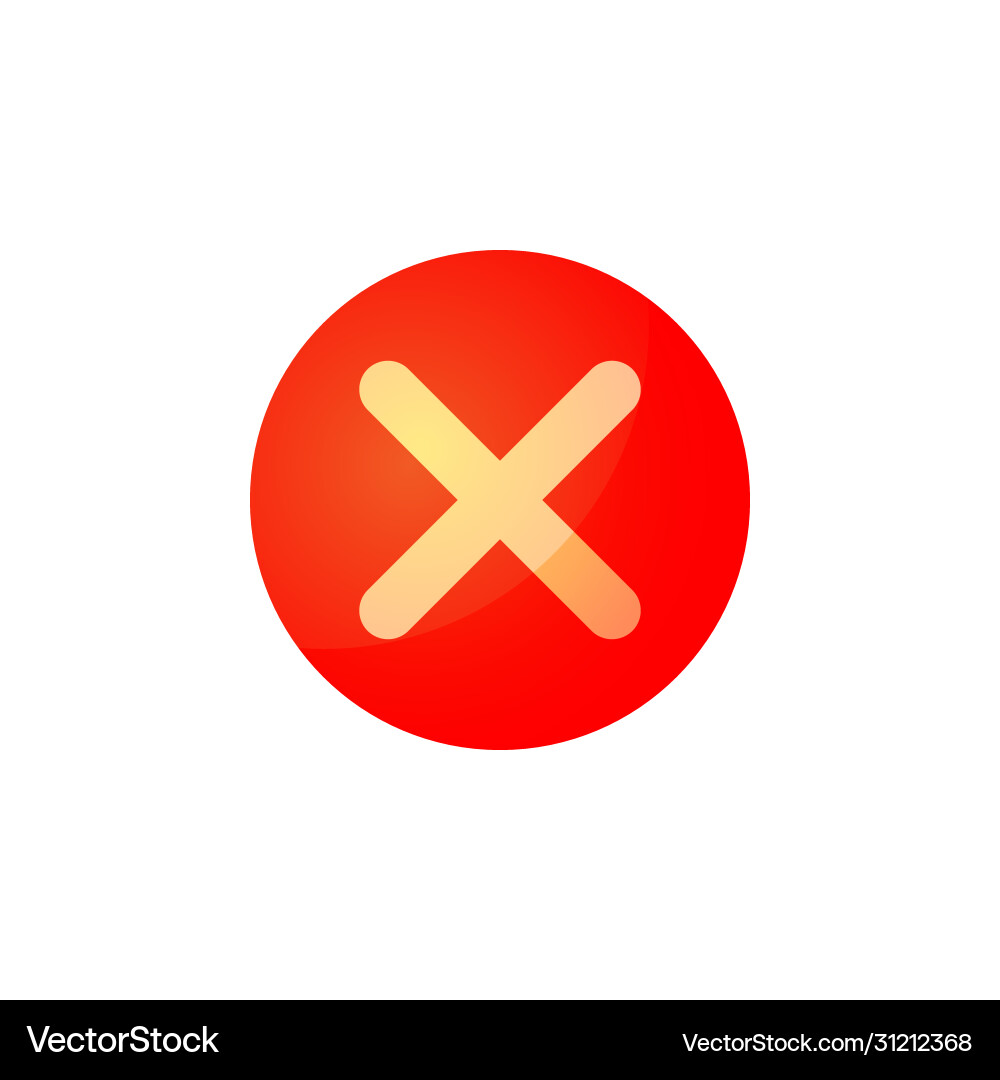 No rejected red checkmark with shadow for buttons No rejected red checkmark with shadow for buttons vector image