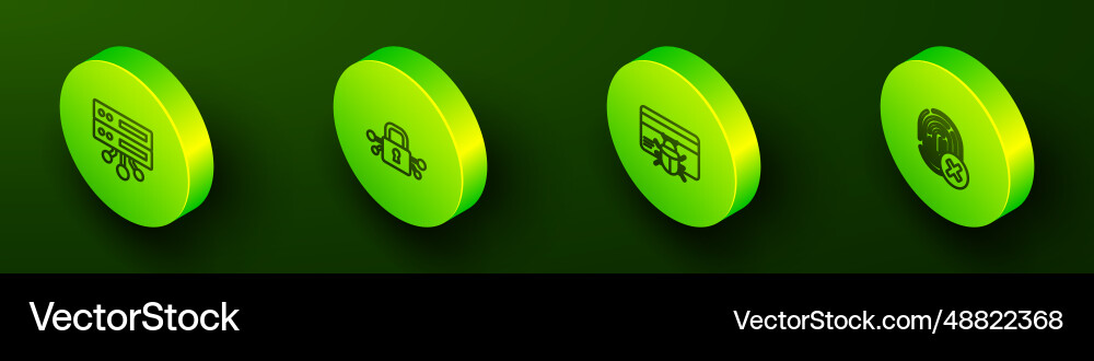 Set isometric line server data web hosting cyber Set isometric line server data web hosting cyber vector image