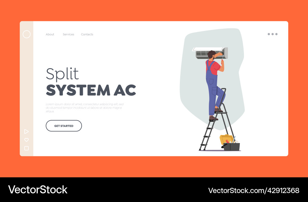 Split system ac landing page template electrician Split system ac landing page template electrician vector image