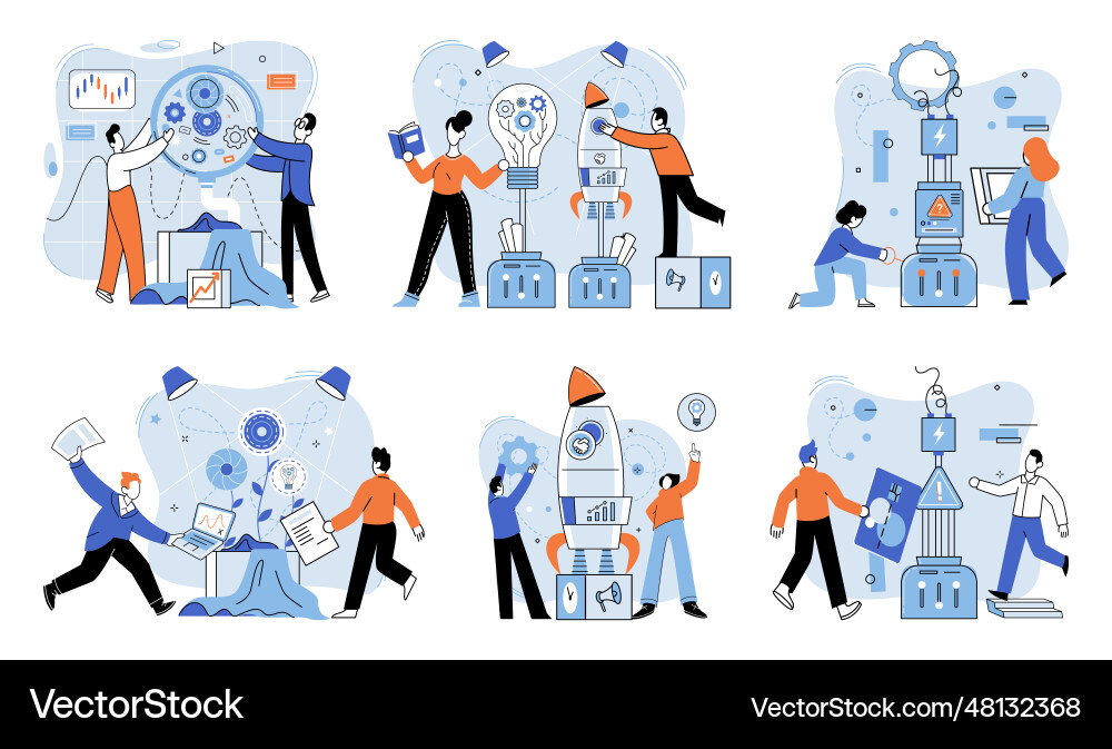 Team solving problems solutions to use Team solving problems solutions to use vector image