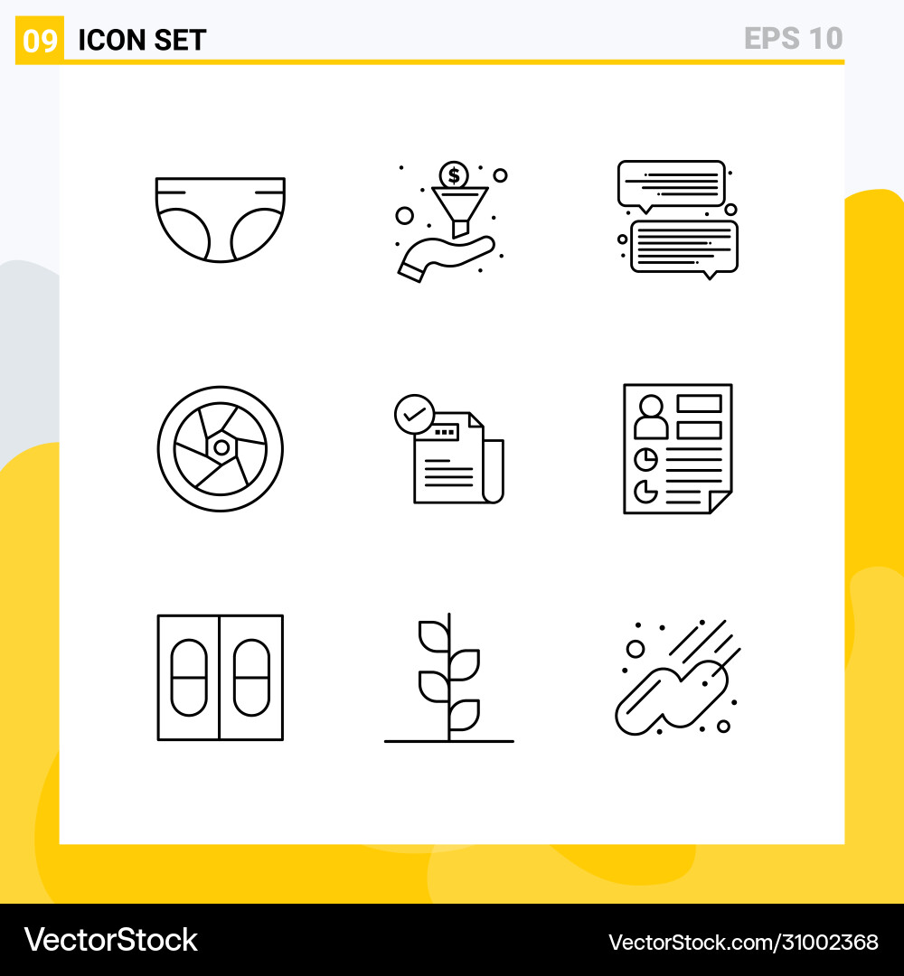 User interface pack 9 basic outlines Vector Image