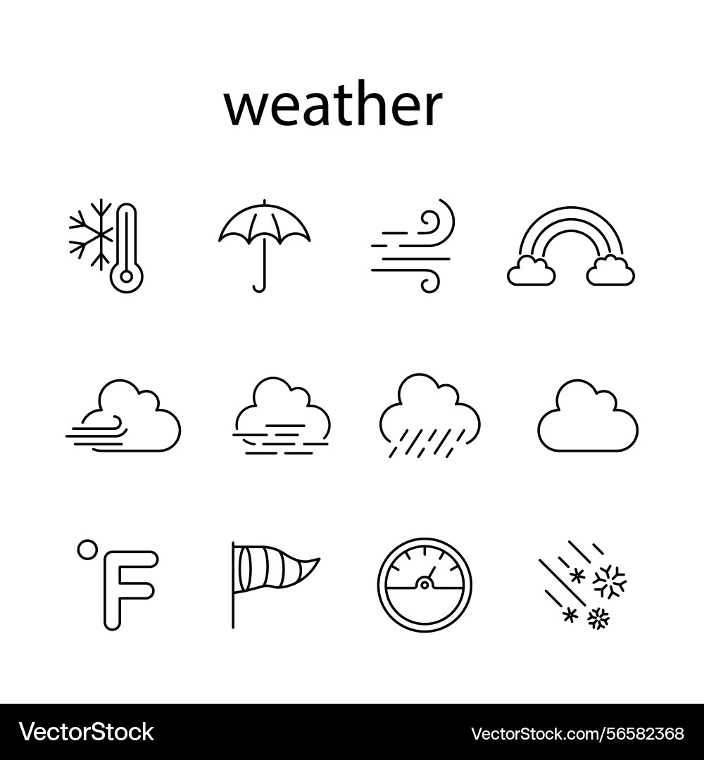 Weather icon set linear style vector image
