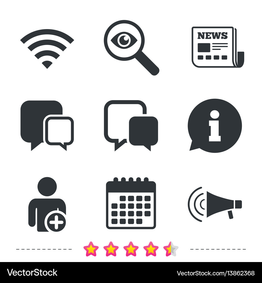 Wifi and chat bubbles add user megaphone vector image