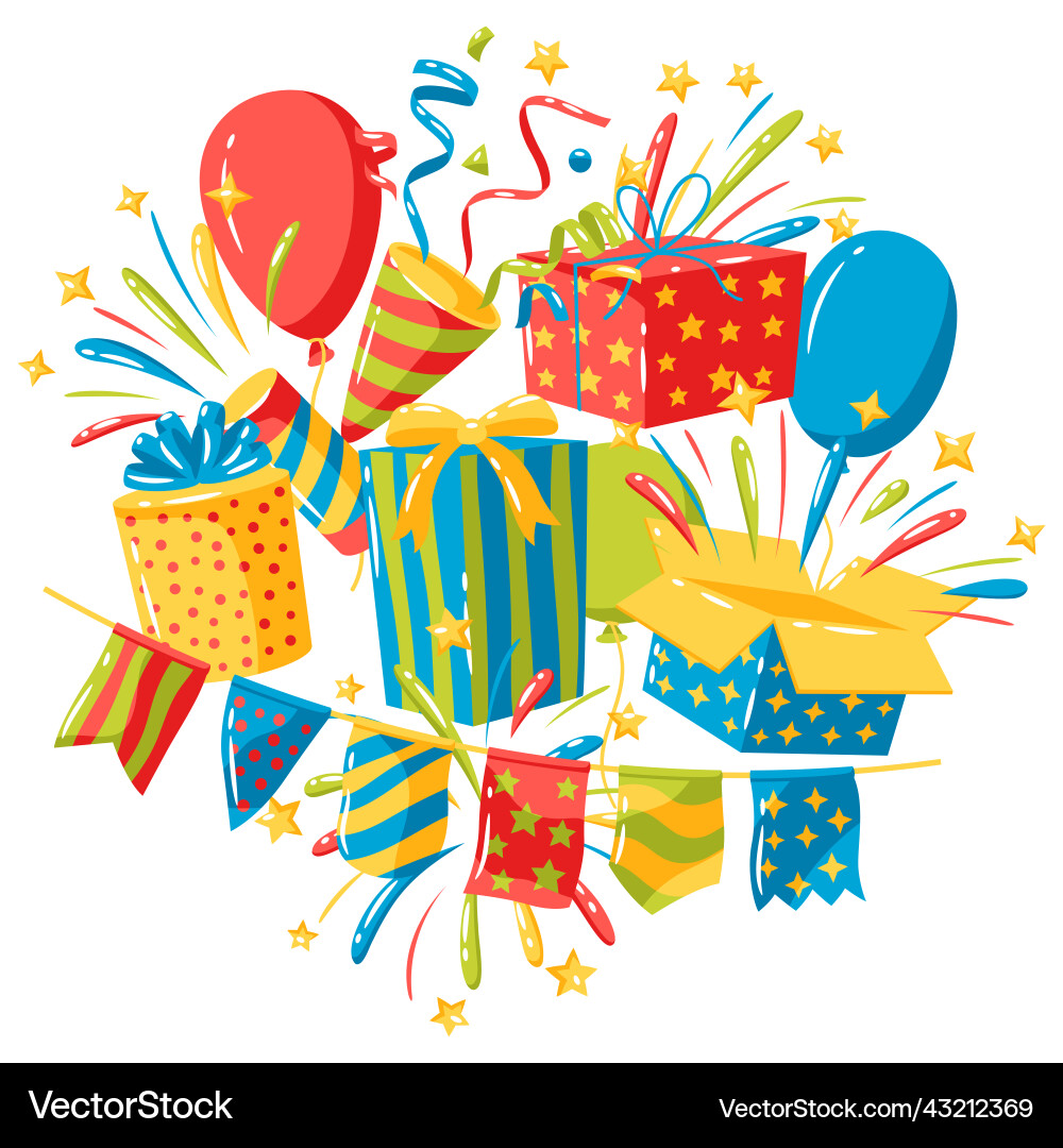 Background with holiday decoration items color Background with holiday decoration items color vector image