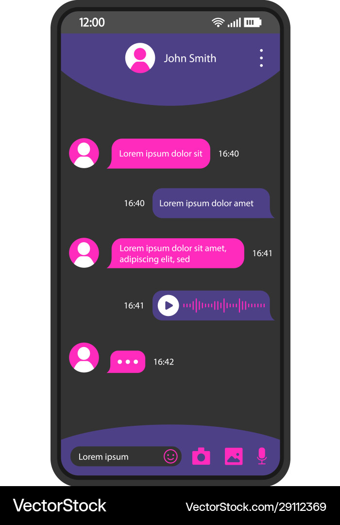 Chatting app smartphone interface template Chatting app smartphone interface template vector image
