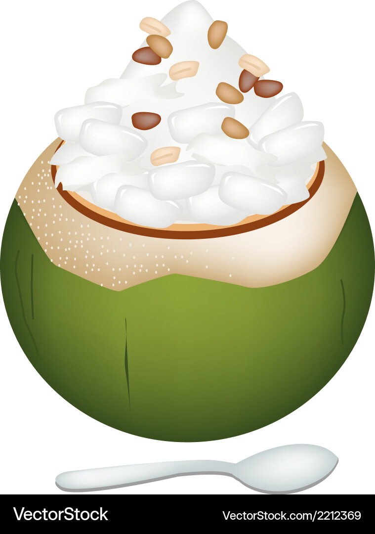 Coconut ice cream with nipa palm seeds and nuts vector image