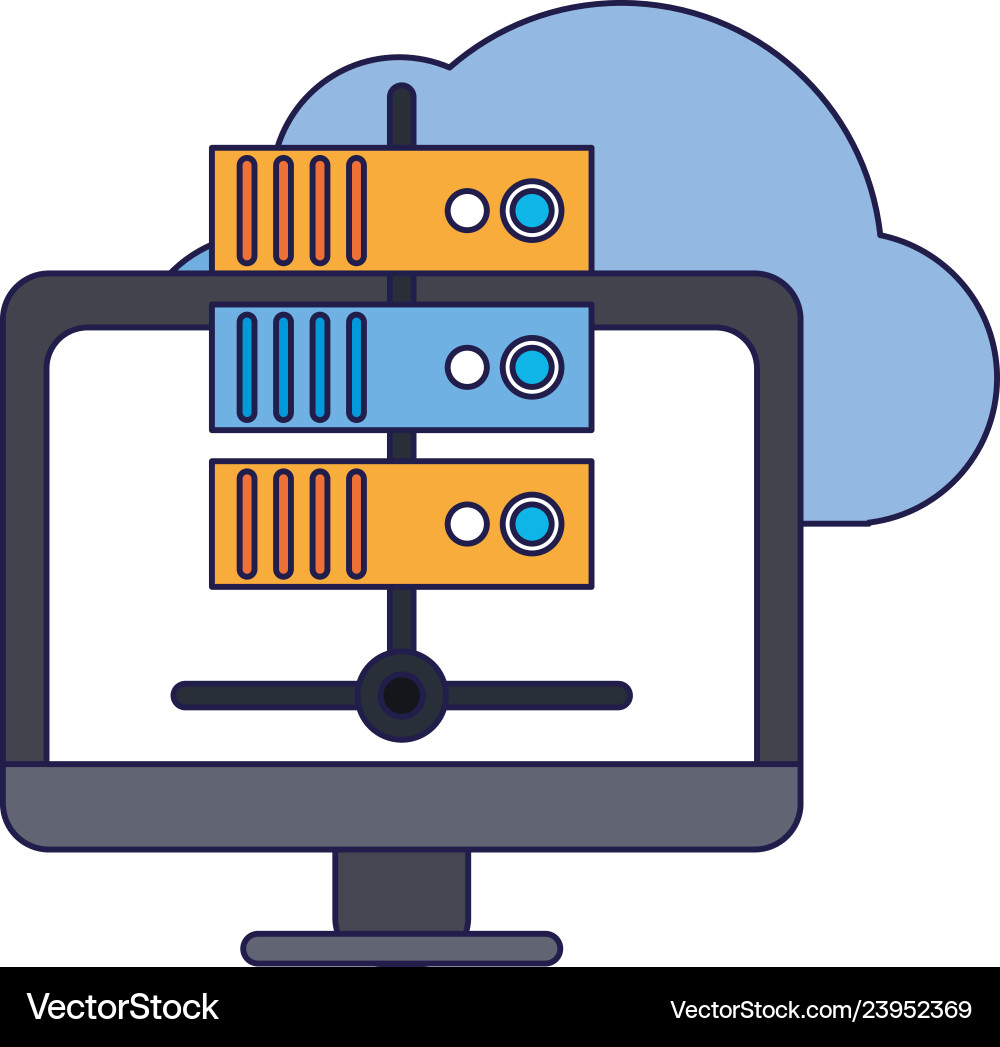 Computer database and cloud computing blue lines Computer database and cloud computing blue lines vector image