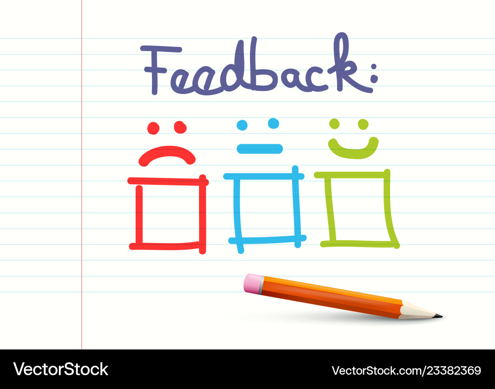 Feedback design on notebook paper background vector image