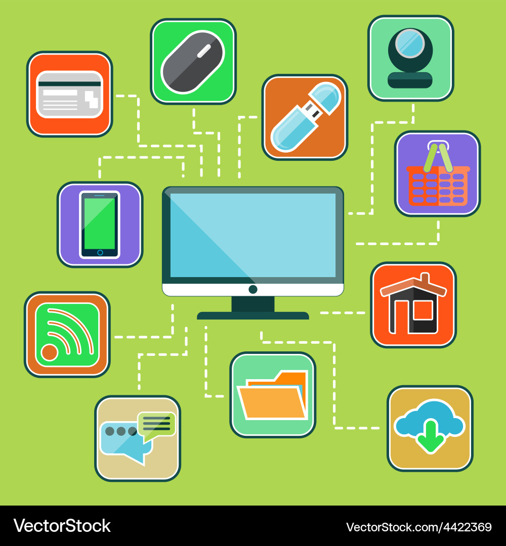 Flat design set with web computer mobile icons Vector Image