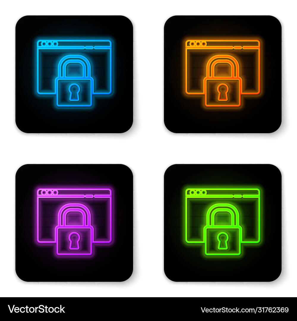 Glowing neon secure your site with https ssl icon vector image