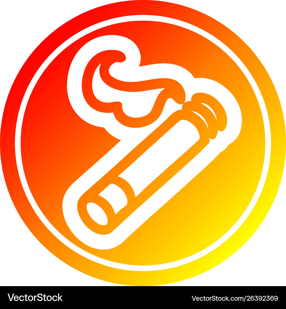 Lit cigarette circular in hot gradient spectrum Vector Image