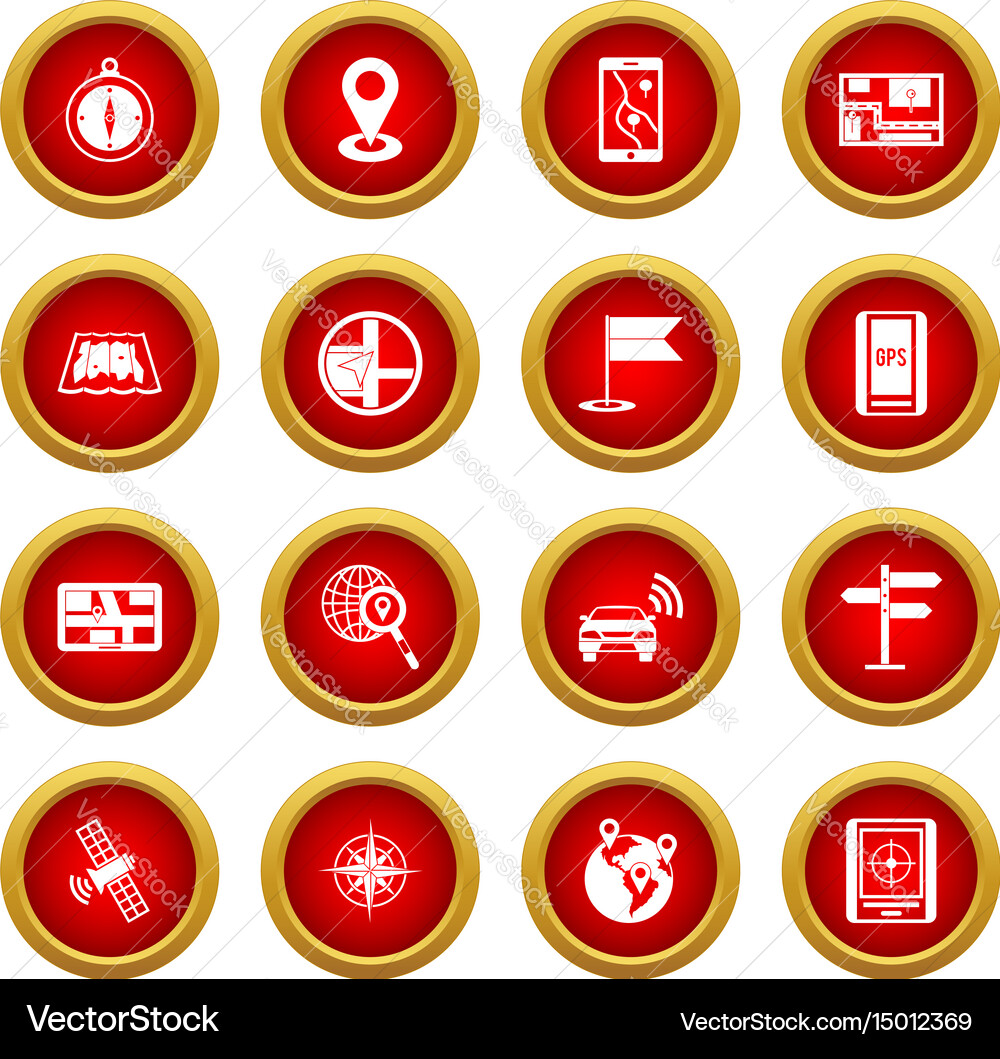 Navigation icon red circle set vector image