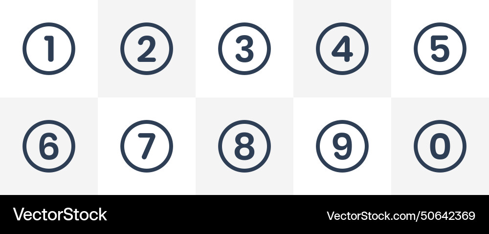 Numeric number icon set inside circle vector image