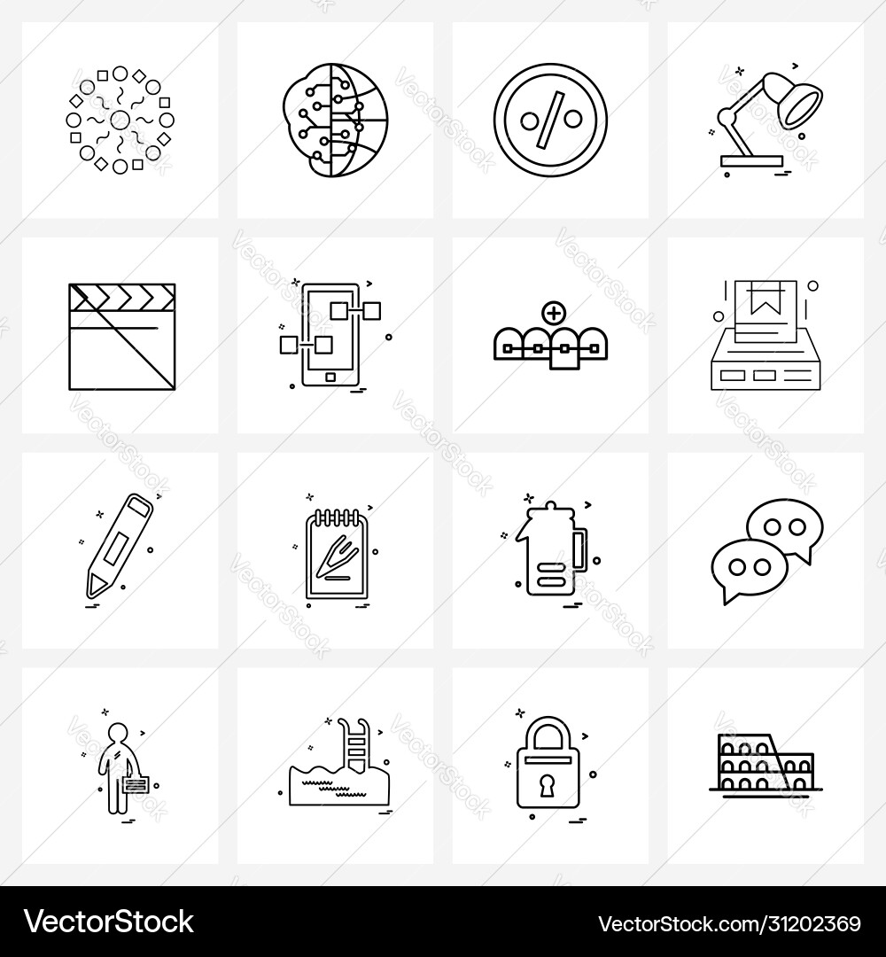 Pack 16 universal line icons for web Vector Image