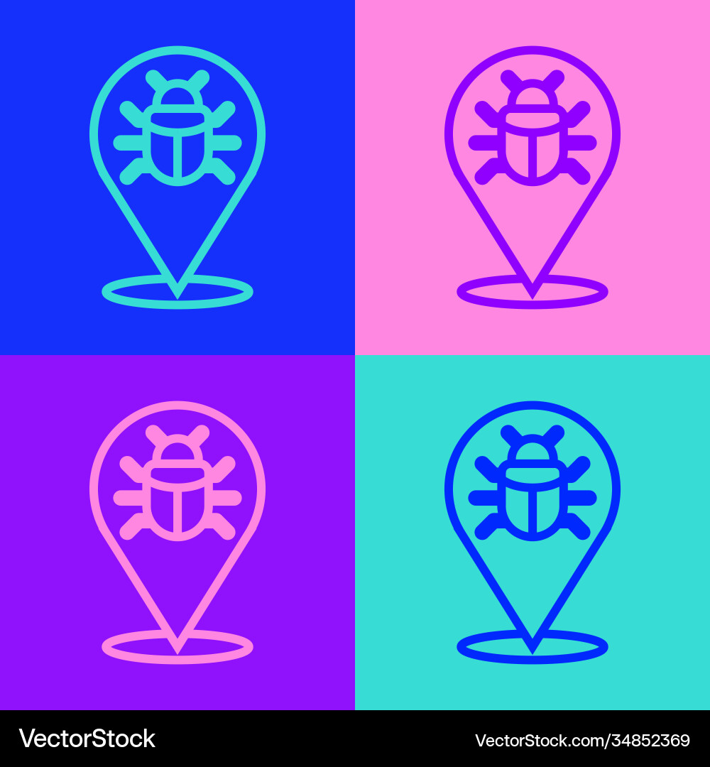 Pop art line system bug concept icon isolated Vector Image