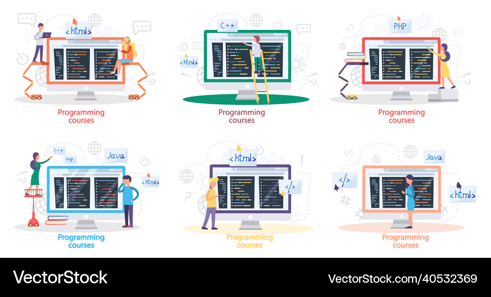 Programming courses online education coding Programming courses online education coding vector image